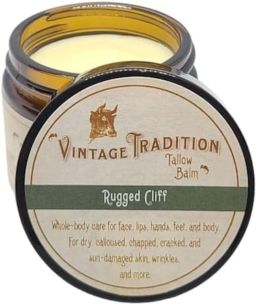 Vintage Tradition Rugged Cliff Tallow Balm, 100% Grass-Fed, 2 Fl Oz"The Whole Food of Skin Care