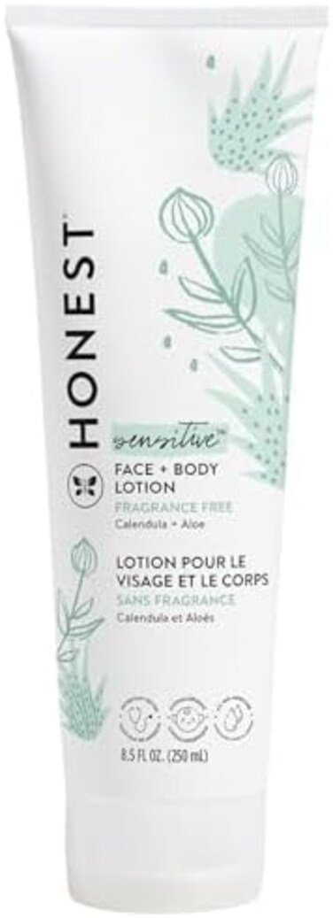 The Honest Company Purely Simple Hypoallergenic Face And Body Lotion With Naturally Derived Botanicals for Sensitive Skin, Fragrance Free, 8.5 Fluid Ounce