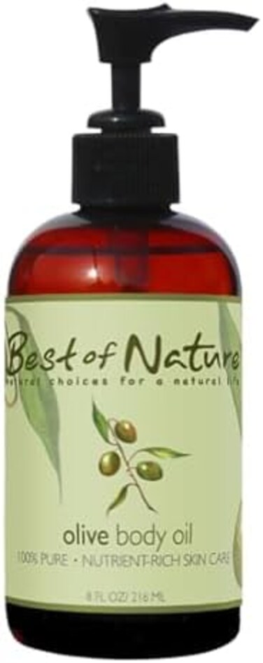Best of Nature 100% Pure Olive Massage &amp; Body Oil &ndash; Cold Pressed, Natural &amp; Unscented Moisturizer for Skin, Hair &amp; Bath, 8 fl oz