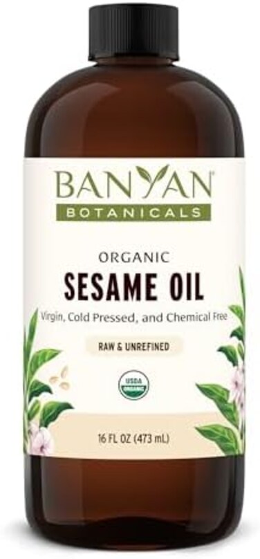 Banyan Botanicals Sesame Oil, Certified Organic, 16 oz - Pure, Unrefined - The Most Traditional of All Oils Used in Ayurveda, Good for Vata &amp; Kapha