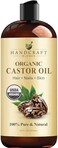 Handcraft Blends Organic Castor Oil - 16 Fl Oz - 100% Pure and Natural - Premium Grade Oil for Hair Growth, Eyelashes and Eyebrows - Carrier Oil - Hair &amp; Body Oil - Expeller-Pressed