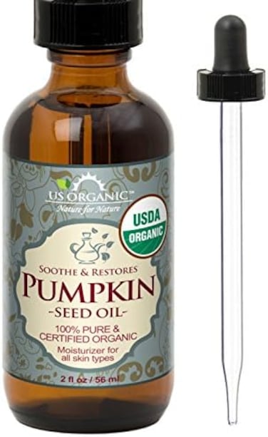 US Organic Pumpkin Seed Oil, USDA Certified Organic,100% Pure &amp; Natural, Cold Pressed Virgin, Unrefined in Amber Glass Bottle w/Glass Eyedropper for Easy Application (2 oz (56 ml))
