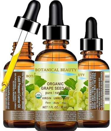 Botanical Beauty ORGANIC GRAPE SEED Oil. 100% Pure/Natural/Undiluted/Certified Organic Cold Pressed Carrier Oil for Skin, Hair, Massage and Nail Care.