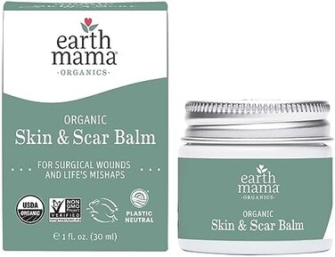 ايرث ماما بلسم عضوي للبشرة والندبات   مريح ويقلل من ظهور الندوب للجروح الجراحية + علامات تمدد الحمل، 1 اونصة سائلة