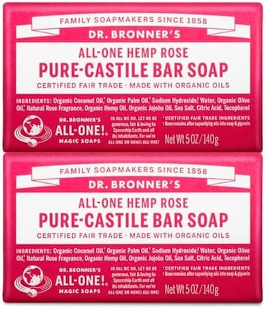 Dr. Bronner's Organic Castile Soap Bar - Rose (140g) - Pack of 2