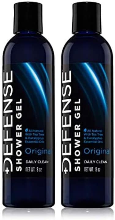 Defense Soap Antifungal Body Wash Shower Gel 8 Oz (Pack of 2) - 100% Natural Antibacterial Tea Tree Oil and Eucalyptus Oil Helps Wash Away Ringworm, Jock Itch, Psoriasis, Yeast, and Athlete's Foot