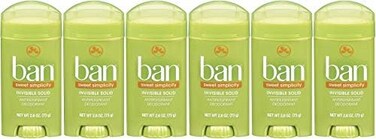 Ban Antiperspirant Deodorant, Invisible Solid, Sweet Simplicity, 2.6-Ounce Bottles (Pack of 6)