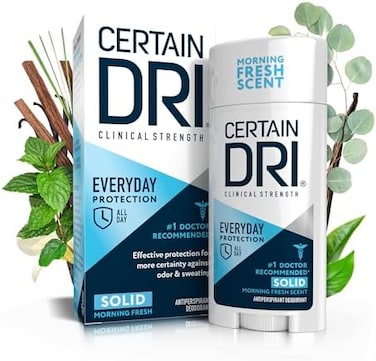 Certain Dri Everyday Strength Clinical Antiperspirant Deodorant   Effective All Day Protection Against Odor and Sweat   Solid   2.6 Ounces   Pack of 1