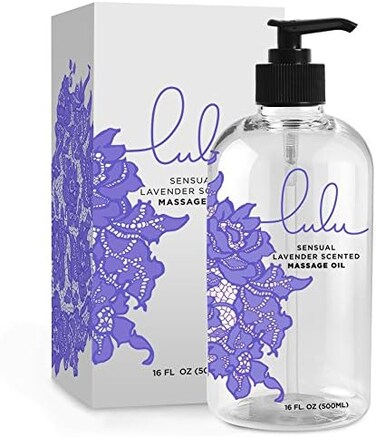 Lulu Lube Lavender Massage Oil, with Essential Oils for Therapeutic Massaging (16oz)