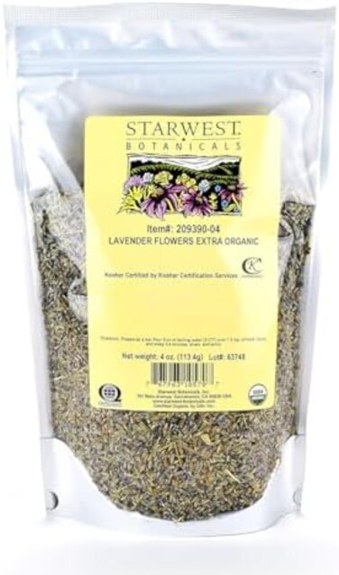 زهور اللافندر العضوية المجففة من ستارويست بوتانيكالز، درجة إضافية، 118 مل