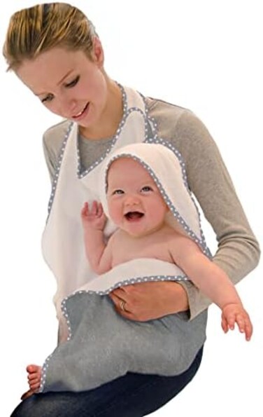 Cuddledry Hands Free Baby Bath Towel   Luxuriously Soft Bamboo &amp; Cotton Hooded Baby Towel   Apron Towel for Safe Baby Bath Time   Perfect Newborn Gift   Grey