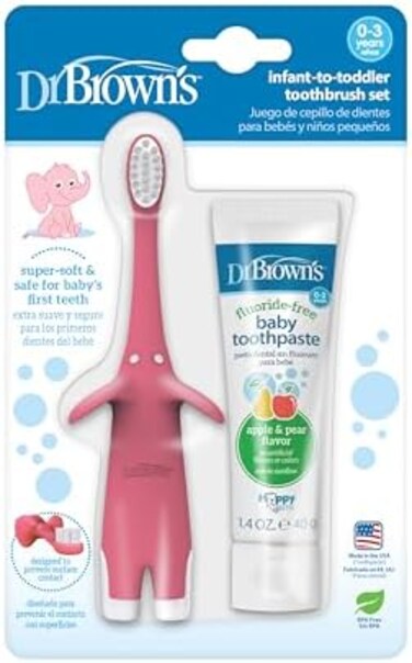 Dr. Brown's - Infant-to-Toddler Toothbrush Set,1.4oz, Pink