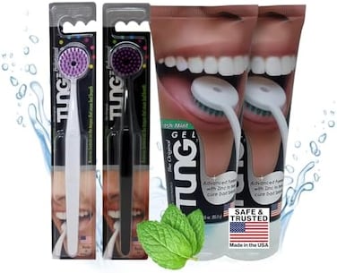 Peak Essentials The Original TUNG Brush 2 &amp; 2 Gel Tongue Cleaner Partner Pack, 4 Count (Pack of 1)