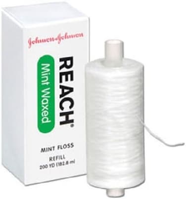 REACH 1 x Johnson &amp; Johnson Mint Floss Waxed refill spool, 200 yds, 2733