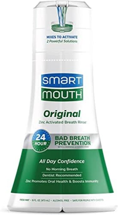 SmartMouth Original Activated Mouthwash for 24 Hour Fresh Breath, Dual-Solution Oral Rinse, 16.