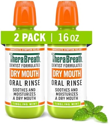 TheraBreath Dry Mouth Dentist Recommended Oral Rinse, Tingling Mint, 16 Ounce (Pack Of 2)