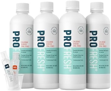 ProFresh Oral Rinse, 16.9 Ounce Bottle (Pack of 4), 2 Month Supply, Includes Activator Pacs, Alcohol Free, Flavor Free, Fights Bad Breath