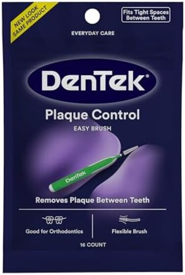 DenTek Easy Brush Plaque Control Interdental Cleaners, Tight, 16 Count, Green