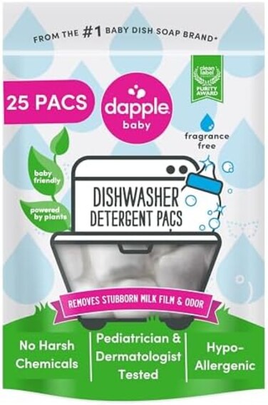دابل عبوات غسالة صحون للاطفال خالية من العطور بقاعدة نباتية ومضادة للحساسية، 25 قطعة