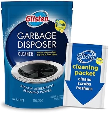 Glisten Disposer Care Foaming Drain/Pipe Cleaner, 4 Uses, White, Blue, 4.9 Oz