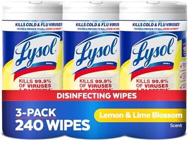 Lysol Disinfecting Wipes, Lemon &amp; Lime Blossom, 240ct (3X80ct)