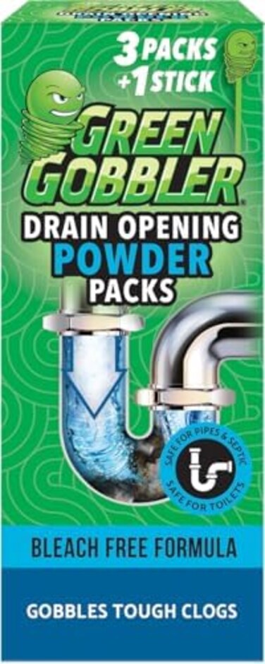 جرين جوبلر مسحوق ازالة انسداد الصرف 3 استخدامات   مزيل انسداد الشعر   مزيل انسداد المرحاض   منظف المصارف وحوض الاستحمام