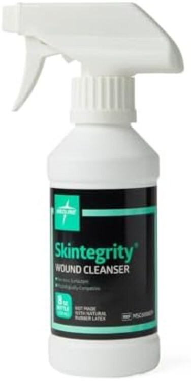 ميد لاين منظف الجروح من سكينتجريتي، زجاجة بخاخ 8 اونصة، لتنظيف الجروح والتطهير وازالة البروتين واصابات الضغط والجروح المصابة، يمكن تعديل الرذاذ من الرذاذ الى التدفق