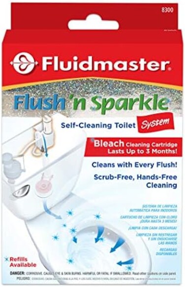 Fluidmaster 8300 Flush 'n Sparkle Automatic Toilet Bowl Cleaning System with Bleach Cartridge
