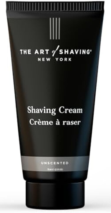 ذا ارت اوف شيفينج كريم حلاقة للرجال - كريم حلاقة للعناية باللحية للرجال، يحمي من التهيج وحروق الشفرة، تم اختباره سريريا للبشرة الحساسة، غير معطر، 2.5 اونصة سائلة
