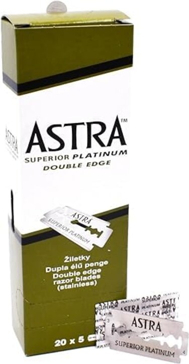 استرا شفرات حلاقة امنة مزدوجة الحواف من بلاتينيوم، 100 شفرة (20 × 5)