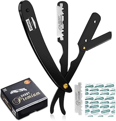 Utopia Care Professional Barber Straight Edge Razor Safety with 100-Pack Derby Blades - 100 Percent Stainless Steel