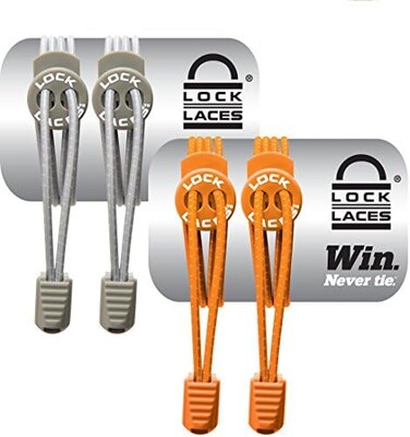 LOCK LACES Elastic No Tie Shoe Laces (Pack of 2) One Size Fits All, for Kids and Adults, Elastic No Tie Shoe Laces