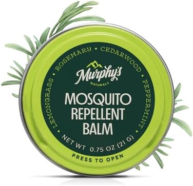 Murphy's Naturals Mosquito Repellent Balm for Outdoor Patio, Hiking, Camping, Plant-Based with Cedarwood, Lemongrass &amp; Rosemary, DEET-Free, 0.75 oz