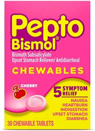 Pepto Bismol Digestive Medicine Upset Stomach And Diarrhea Relief Chewable Tablets 30 Count Cherry