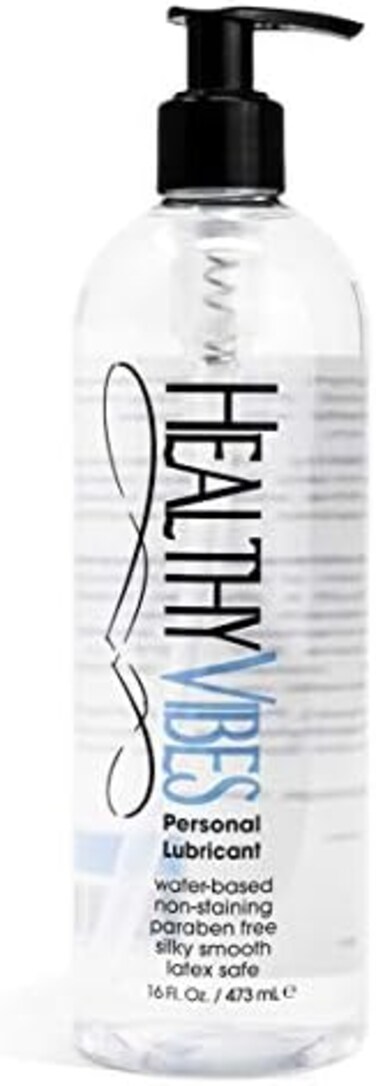 Healthy Vibes Water Based Intimate Personal Lubricant Stain Free and Condom for Unisex (16oz)