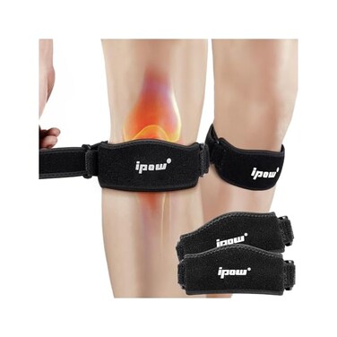IPOW 2 Pack Thickened Pad &amp; Wide Patella Knee Strap, Pain Relief Patellar Tendon Support, Adjustable Brace Band for Basketball, Running, Jumpers Knee, Volleyball, Tendonitis, Arthritis