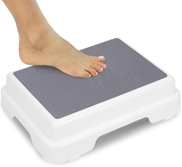 Vive Bath Step Slip Resistant Shower Stepping Stool Elevated Bathroom Safety Aid For Handicap Elderly Seniors Entering Exiting Bathtub Nonslip Heavy Duty Bathtub Bed Kitchen Elevator 16" x 19" x 4" Wh