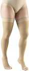 Truform 20-30 mmHg Compression Stockings for Men and Women, Thigh High Length, Dot-Top, Open Toe, Beige, Medium