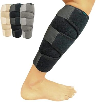Vive Calf Brace Adjustable Shin Splint Support Lower Leg Compression Wrap Increases Circulation Reduces Muscle Swelling Calf Sleeve Pain Relief One Size Black