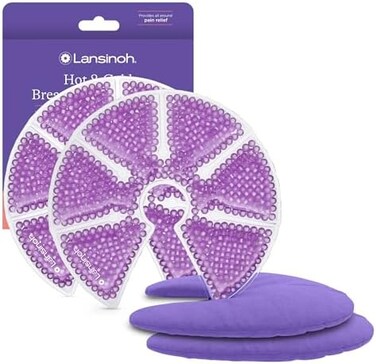 عبوة علاج الثدي 3 في 1 من لانسينو ثيرابيرل، للاستخدام الساخن او البارد للامهات المرضعات لتقليل الاندفاع، وتعزيز التحلل وزيادة إنتاج الحليب، مناسبة للاستخدام مع اي مضخة ثدي، قطعتين، غطائين