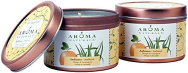 اروما ناتشورالز شمعة من القصدير مع زيت البرتقال وعشب الليمون العطري برائحة الصويا الطبيعية، اجواء، عدد 2