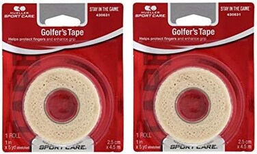 ميولر شريط لاصق للجولف ذاتي اللصق، خفيف الوزن، لا يترك بقايا، شريط واقي مرن متوافق يساعد على حماية الاصابع وتعزيز القبضة - 1€ × 5 ياردة ممتدة، عبوتان