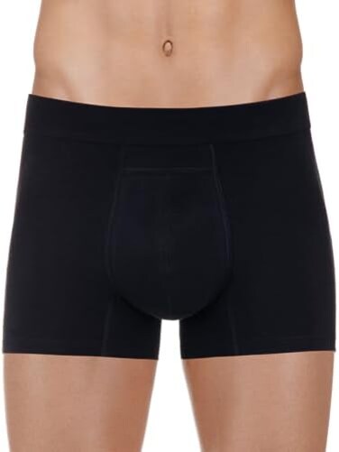 PROTECHDRY - Washable Urinary Incontinence Cotton Boxer Brief Underwear for Men with Front Absorbent Area (Medium (Pack of 1), Black)