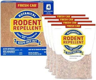 Fresh Cab Botanical Rodent Repellent 4 Scent Pouches - EPA Registered, Keeps Mice Out