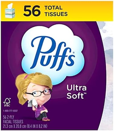 Puffs Ultra Soft Facial Tissues, 1 Cube, 56 Facial Tissues Per Box