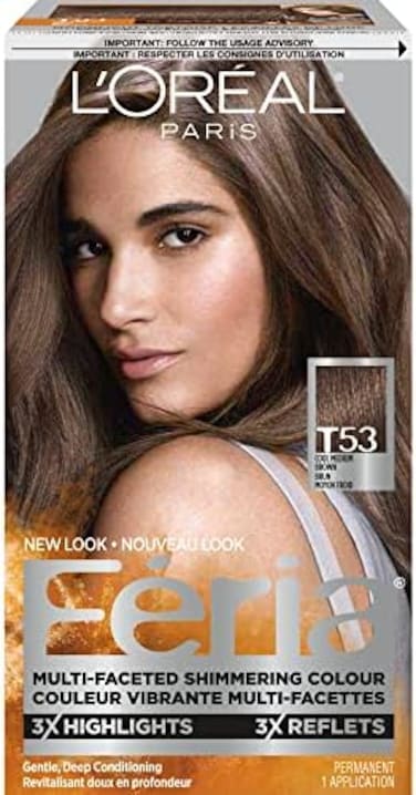 L&rsquo;Or&eacute;al Paris L'Oreal Feria Multi-Faceted Shimmering Permanent Hair Color, T53 Moonlit Tortoise (Cool Medium Brown), Pack of 1, Hair Dye