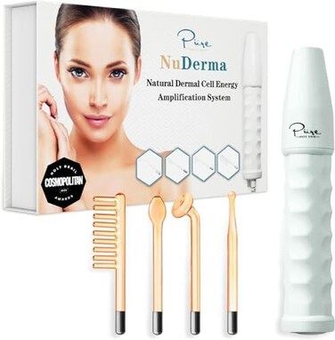 Pure Daily Care Vitalderm Skin Wand - High-Frequency Handheld Skin Treatment Device - Skin Tightening - Wrinkle Reduction - Acne Treatment - Dark Circles - Puffy Eyes - Hair Follicle Stimulator - All