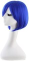 MapofBeauty 12"/30cm Short Straight Diagonal Bangs Wig (Navy Blue)