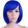 MapofBeauty 12"/30cm Short Straight Diagonal Bangs Wig (Navy Blue)