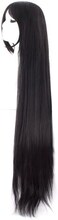 MapofBeauty 40" 100cm Oblique Bangs Anime Costume Long Straight Cosplay Wig Party Wig (Black)